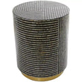 Olivia & May Mother of Pearl Drum Accent Table: Gold Base, No Assembly Required, Indoor Use