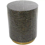 Olivia & May Mother of Pearl Drum Accent Table: Gold Base, No Assembly Required, Indoor Use
