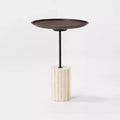 Round Side Table with Brown Top and Travertine Base - Threshold™ designed with Studio McGee