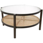 Tavolino Olivia & May in Rattan con Piano in Vetro Temperato Pressato Marrone