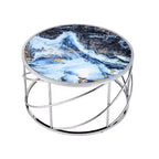 Tavolino da caffè Lyda di Acme Furniture, stampa marmo blu/finitura cromata