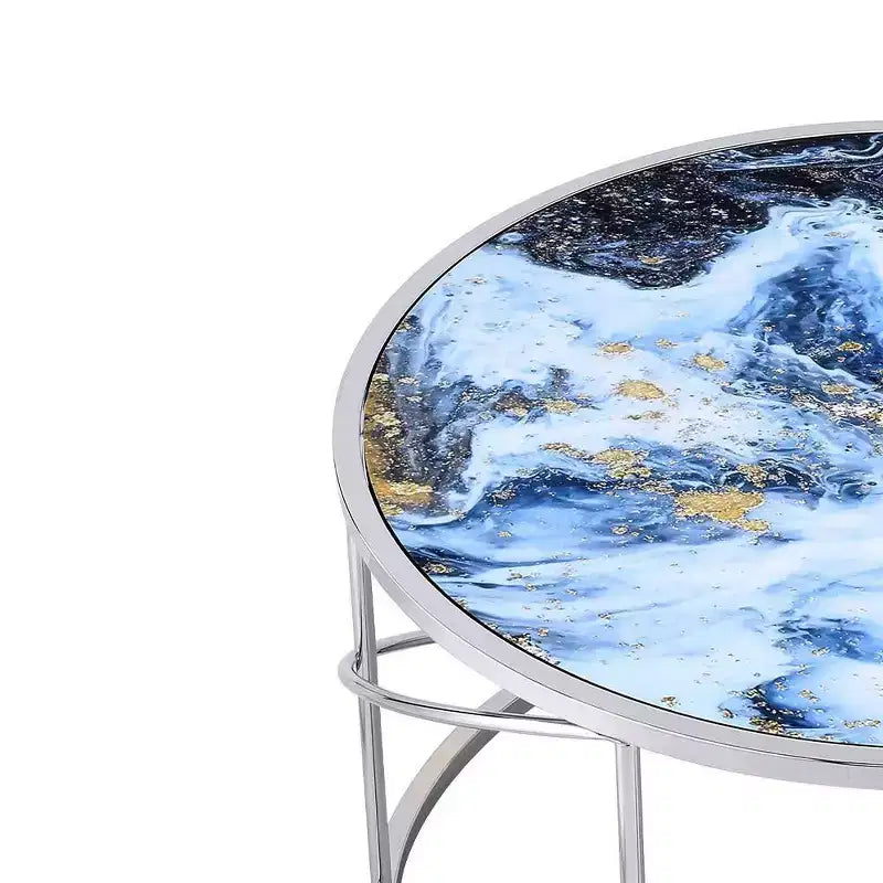 Tavolino da caffè Lyda di Acme Furniture, stampa marmo blu/finitura cromata