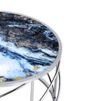 Tavolino da caffè Lyda di Acme Furniture, stampa marmo blu/finitura cromata