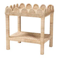 bali & pari Sumana Scallop Side Table: Handcrafted, Mahogany Frame, Open Shelf Storage