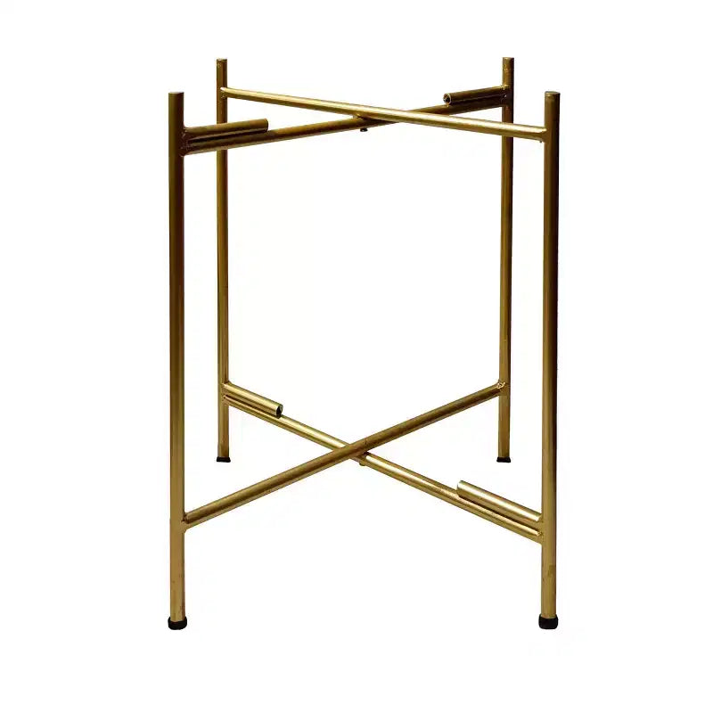 Tavolino Rotondo Urban Port da 20" con 2 Ripiani Struttura in Ferro Oro Opaco