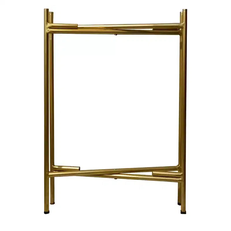 Tavolino Rotondo Urban Port da 20" con 2 Ripiani Struttura in Ferro Oro Opaco