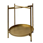 Tavolino Rotondo Urban Port da 20" con 2 Ripiani Struttura in Ferro Oro Opaco