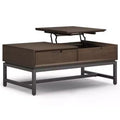 WyndenHall Devlin Lift Top Coffee Table Walnut Brown: Modern Storage, Rubberwood Tabletop, Lacquered Finish, 4-Point Legs