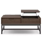 Tavolino da caffè sollevabile WyndenHall Devlin noce marrone: Design moderno, piano in gomma, finitura laccata, gambe a 4 punte