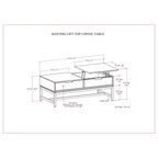 Tavolino da caffè sollevabile WyndenHall Devlin noce marrone: Design moderno, piano in gomma, finitura laccata, gambe a 4 punte