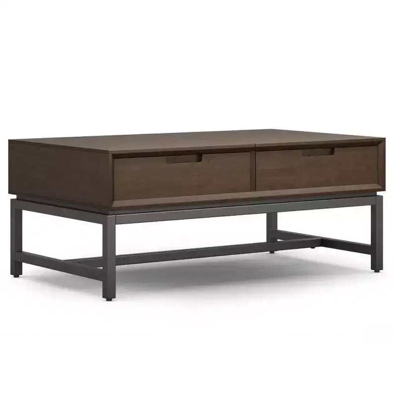 Tavolino da caffè sollevabile WyndenHall Devlin noce marrone: Design moderno, piano in gomma, finitura laccata, gambe a 4 punte