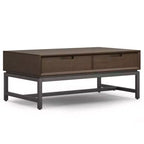 Tavolino da caffè sollevabile WyndenHall Devlin noce marrone: Design moderno, piano in gomma, finitura laccata, gambe a 4 punte