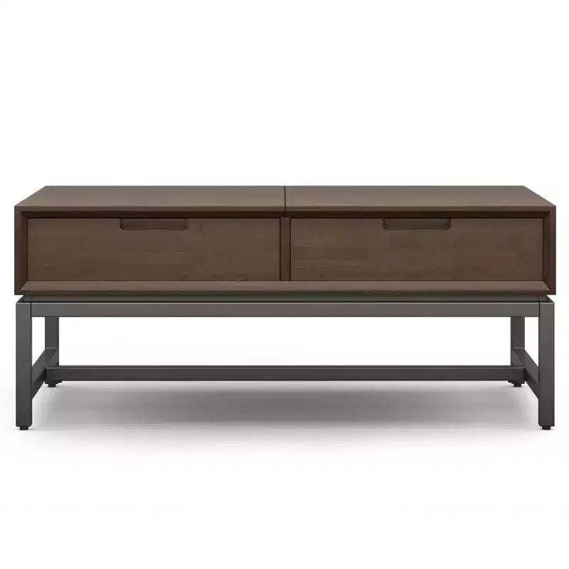 Tavolino da caffè sollevabile WyndenHall Devlin noce marrone: Design moderno, piano in gomma, finitura laccata, gambe a 4 punte