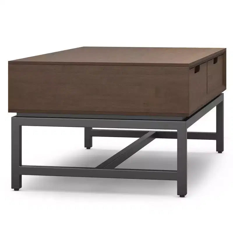 Tavolino da caffè sollevabile WyndenHall Devlin noce marrone: Design moderno, piano in gomma, finitura laccata, gambe a 4 punte