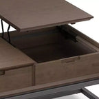 Tavolino da caffè sollevabile WyndenHall Devlin noce marrone: Design moderno, piano in gomma, finitura laccata, gambe a 4 punte