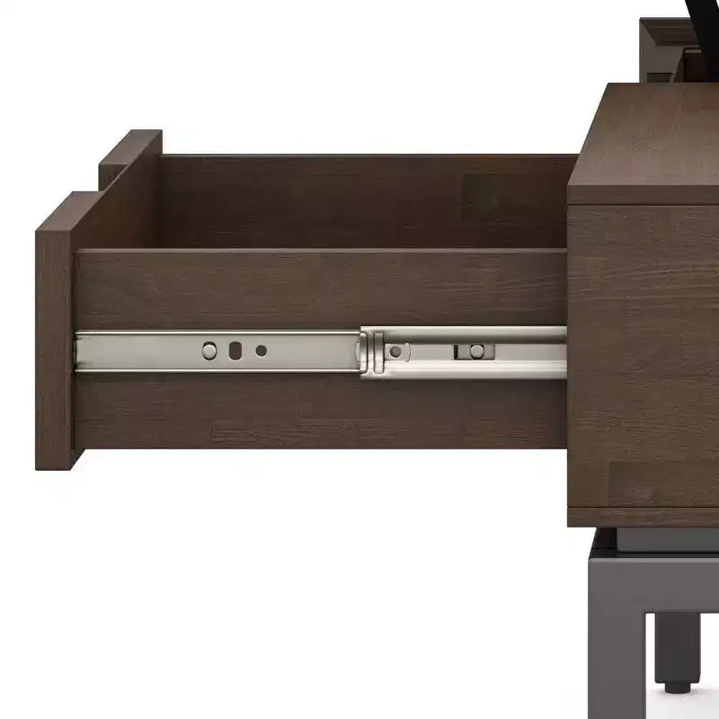 Tavolino da caffè sollevabile WyndenHall Devlin noce marrone: Design moderno, piano in gomma, finitura laccata, gambe a 4 punte