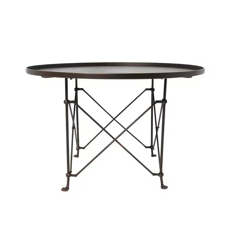 Tavolino da Caffè Rotondo in Metallo Storied Home: Piedi a Artiglio, Fascino Vintage, Diametro 80 cm