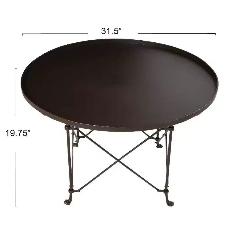 Tavolino da Caffè Rotondo in Metallo Storied Home: Piedi a Artiglio, Fascino Vintage, Diametro 80 cm