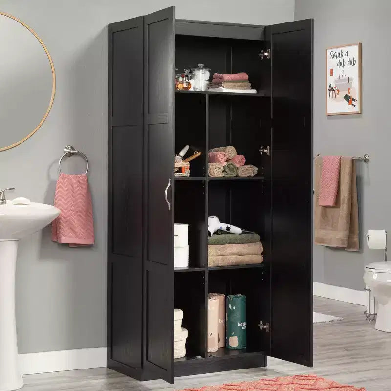 Mobile contenitore Sauder con 4 cassetti regolabili in legno nero