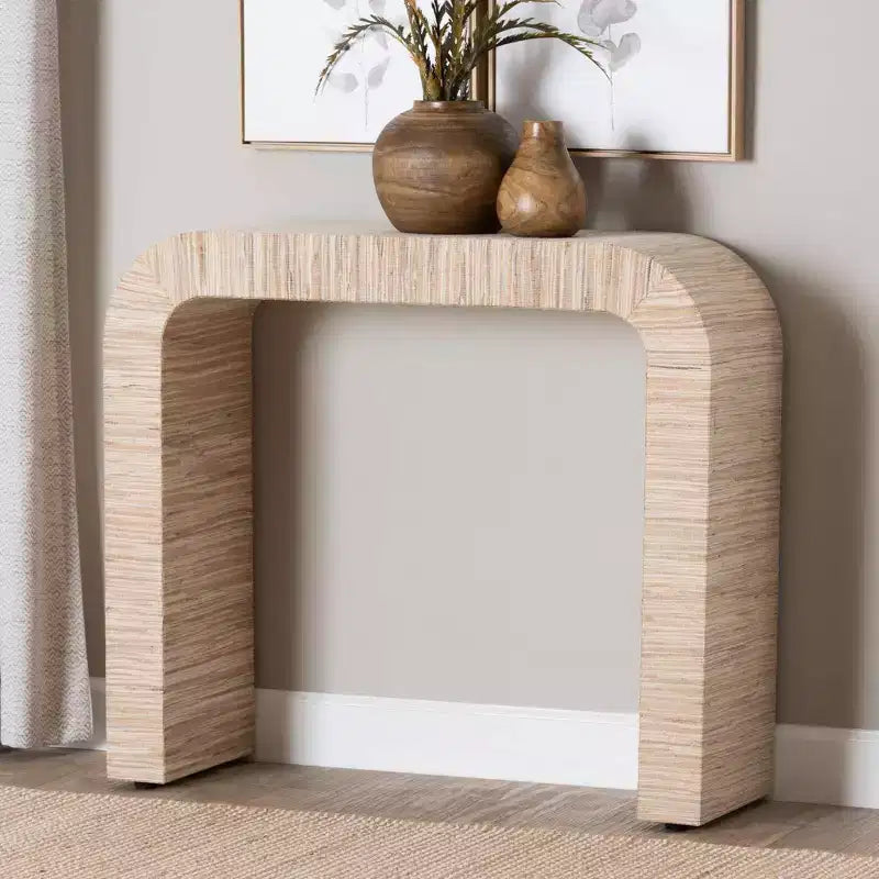 Consolle in erba intrecciata Yareli Bali & Pari Naturale/Oro