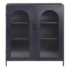 Storied Home Solstice Mobiletto decorativo alto 102 cm nero: vetro striato, struttura in metallo, 2 ripiani