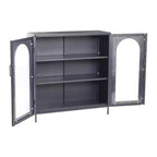 Storied Home Solstice Mobiletto decorativo alto 102 cm nero: vetro striato, struttura in metallo, 2 ripiani