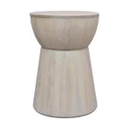East at Main 19" Cinched Wood Drum Table White: Handcrafted, Mango, No Assembly Required