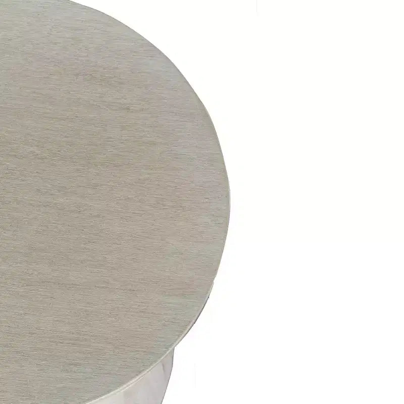 Tavolino a tamburo East at Main 19" Cinched in legno bianco: Lavorato a mano, Mango, Nessun assemblaggio richiesto