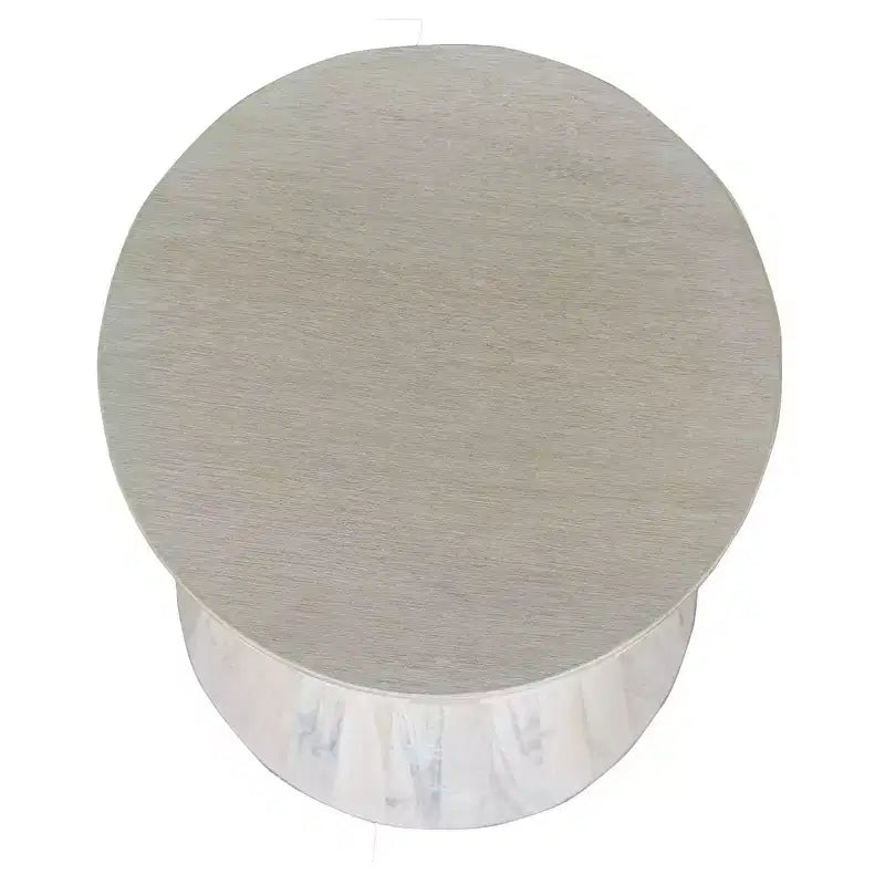 Tavolino a tamburo East at Main 19" Cinched in legno bianco: Lavorato a mano, Mango, Nessun assemblaggio richiesto