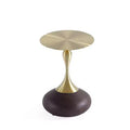 Manhattan Comfort Patchin Modern End Table with Round Metal Base and Gold Tabletop Brown Wood: Stainless Steel, No Assembly Required