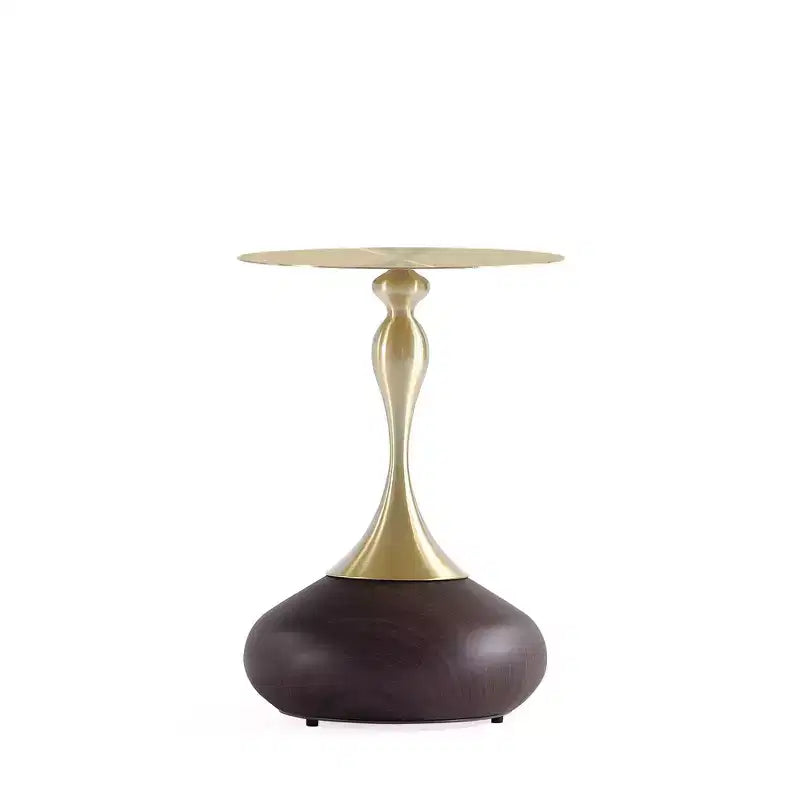 Manhattan Comfort Patchin Tavolino Moderno con Base Rotonda in Metallo e Piano Oro Legno Marrone: Acciaio Inox, Nessun Assemblaggio Richiesto