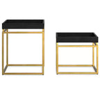 WyndenHall Audrina Set di 2 Tavolini Nido Nero/Oro: Tavolini Laterali Rettangolari Contemporanei, Struttura in Metallo, Nessun Montaggio Richiesto