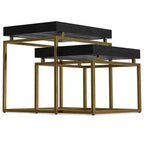 WyndenHall Audrina Set di 2 Tavolini Nido Nero/Oro: Tavolini Laterali Rettangolari Contemporanei, Struttura in Metallo, Nessun Montaggio Richiesto