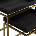 WyndenHall Audrina Set di 2 Tavolini Nido Nero/Oro: Tavolini Laterali Rettangolari Contemporanei, Struttura in Metallo, Nessun Montaggio Richiesto
