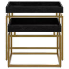 WyndenHall Audrina Set di 2 Tavolini Nido Nero/Oro: Tavolini Laterali Rettangolari Contemporanei, Struttura in Metallo, Nessun Montaggio Richiesto
