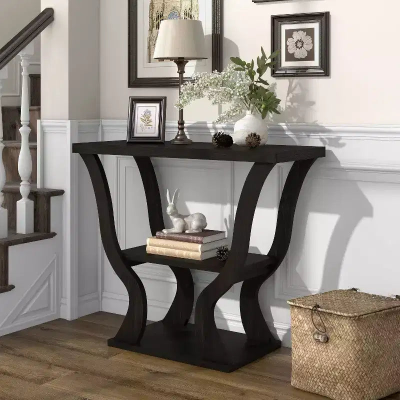 24/7 Shop At Home Tavolo console da salotto Niccila transizionale da 39" in espresso