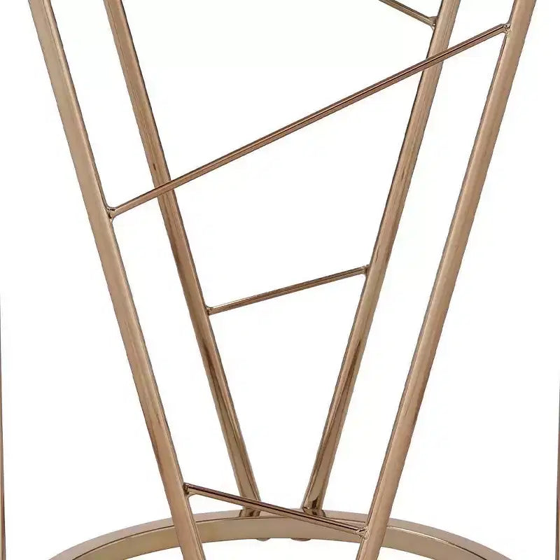 22" Tavolino Accent Cicatrix Effetto Marmo Nero Piano in Vetro Finitura Champagne - Acme Furniture: Rotondo, Nessun Montaggio, Struttura in Metallo