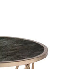 22" Tavolino Accent Cicatrix Effetto Marmo Nero Piano in Vetro Finitura Champagne - Acme Furniture: Rotondo, Nessun Montaggio, Struttura in Metallo