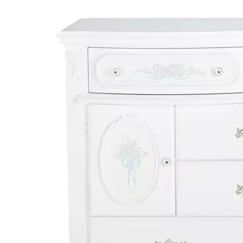 Cassettiera decorativa Flora da 52" Finitura bianca - Acme Furniture: Mensola fissa, 5 cassetti, Nessun assemblaggio richiesto