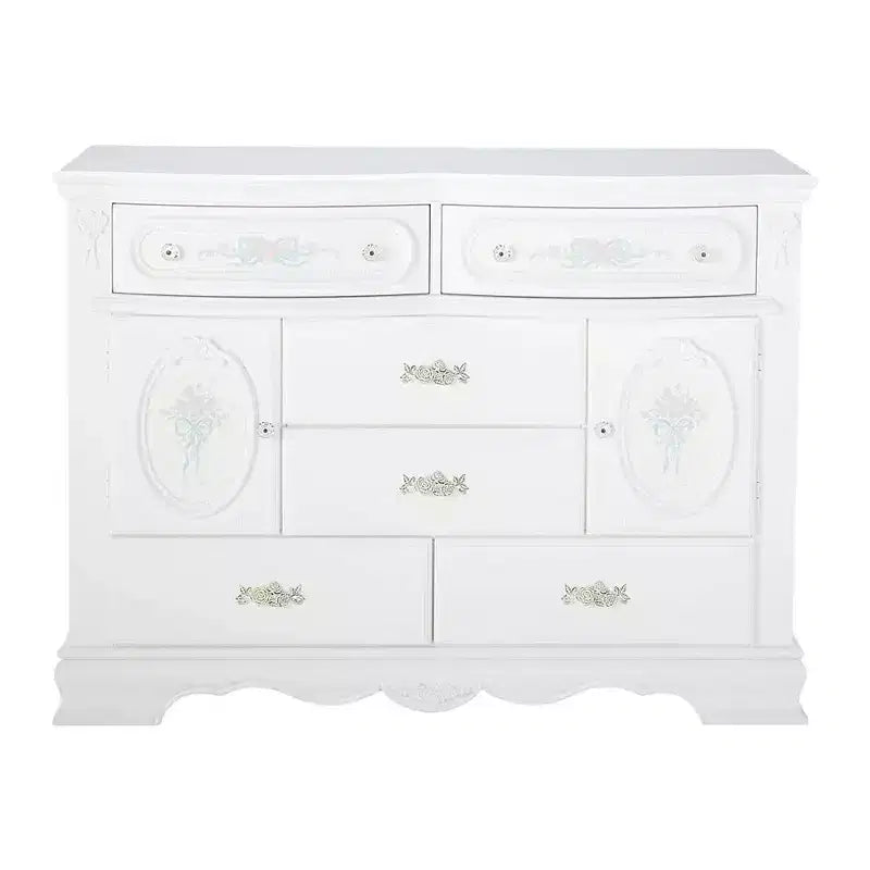 Cassettiera decorativa Flora da 52" Finitura bianca - Acme Furniture: Mensola fissa, 5 cassetti, Nessun assemblaggio richiesto