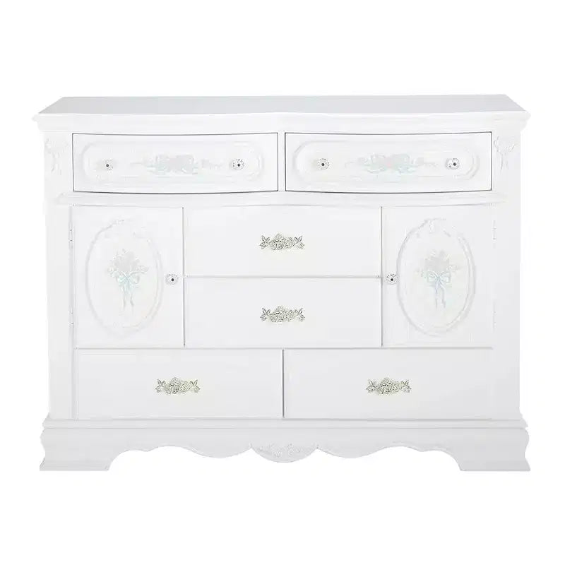 Cassettiera decorativa Flora da 52" Finitura bianca - Acme Furniture: Mensola fissa, 5 cassetti, Nessun assemblaggio richiesto