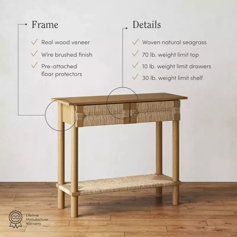 Nathan James Beacon Tavolo console in erba marina marrone chiaro