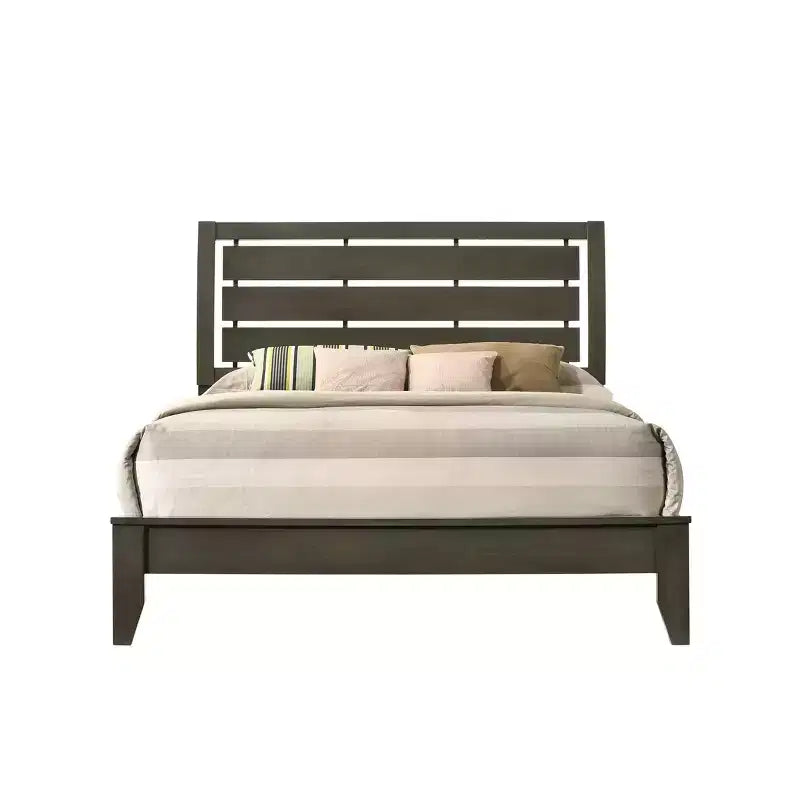 Letto Queen Ilana da 84" con finitura grigia - Acme Furniture: Rivestimento in tela, Struttura in legno, Garanzia di 60 giorni