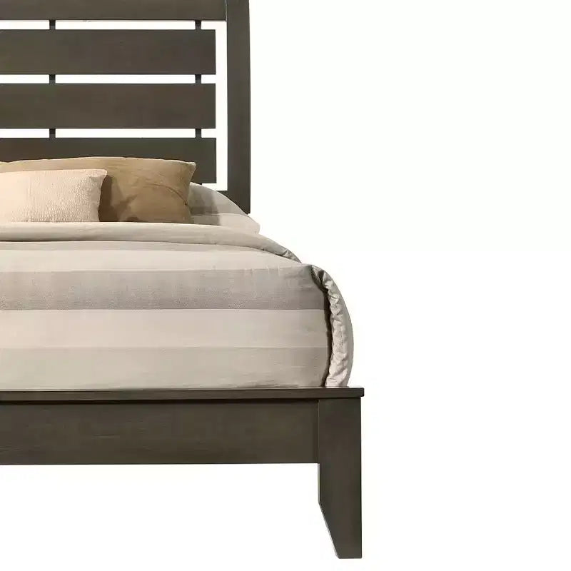 Letto Queen Ilana da 84" con finitura grigia - Acme Furniture: Rivestimento in tela, Struttura in legno, Garanzia di 60 giorni