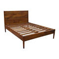 Queen Sierra Wood Platform Bed Chestnut - New Heights: Solid Mango, Mid-Century Modern, No Box Spring Required