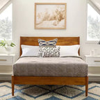 Letto a piattaforma Queen Sierra in legno castagno - New Heights: Mango massiccio, moderno di metà secolo, nessuna rete a molle richiesta
