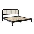 Saracina Home King Rattan Headboard Bed Black: Transitional Bohemian Style, Solid Pattern, 500 lb Capacity, Unupholstered