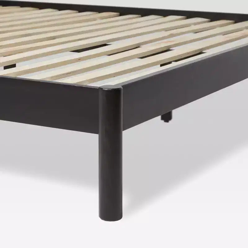 Saracina Home Letto Matrimoniale King con Testiera in Rattan Nera: Stile Bohemien Transizionale, Motivo Solido, Capacità 227 kg, Non Imbottito