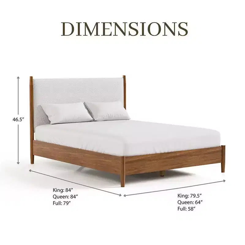 HOMES: Queen Riverstone Letto a piattaforma moderno di metà secolo con testiera Bouclé