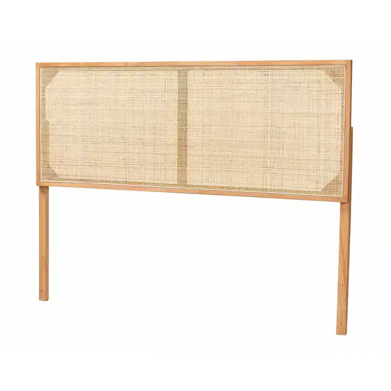 bali & pari Queen Aurelia Bayur Wood and Rattan Headboard: Bohemian Design, Wall or Frame Mount, Adjustable Height